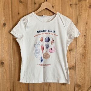 White Seashells Graphic Women's Top